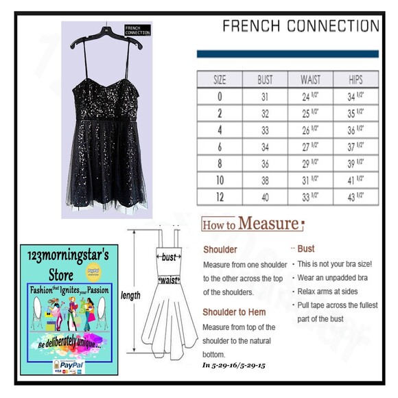 FRENCH CONNECTION NEW Glam Sequin/Tulle Sweetheart Strap Neck Fit & Flare Dress - Picture 12 of 12